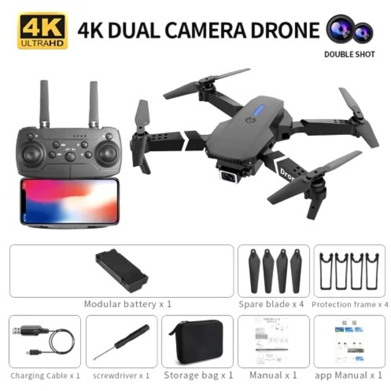 E88 Mini RC Drone Foldable  Ca - огляд і ціна Drone Kit Tricopter